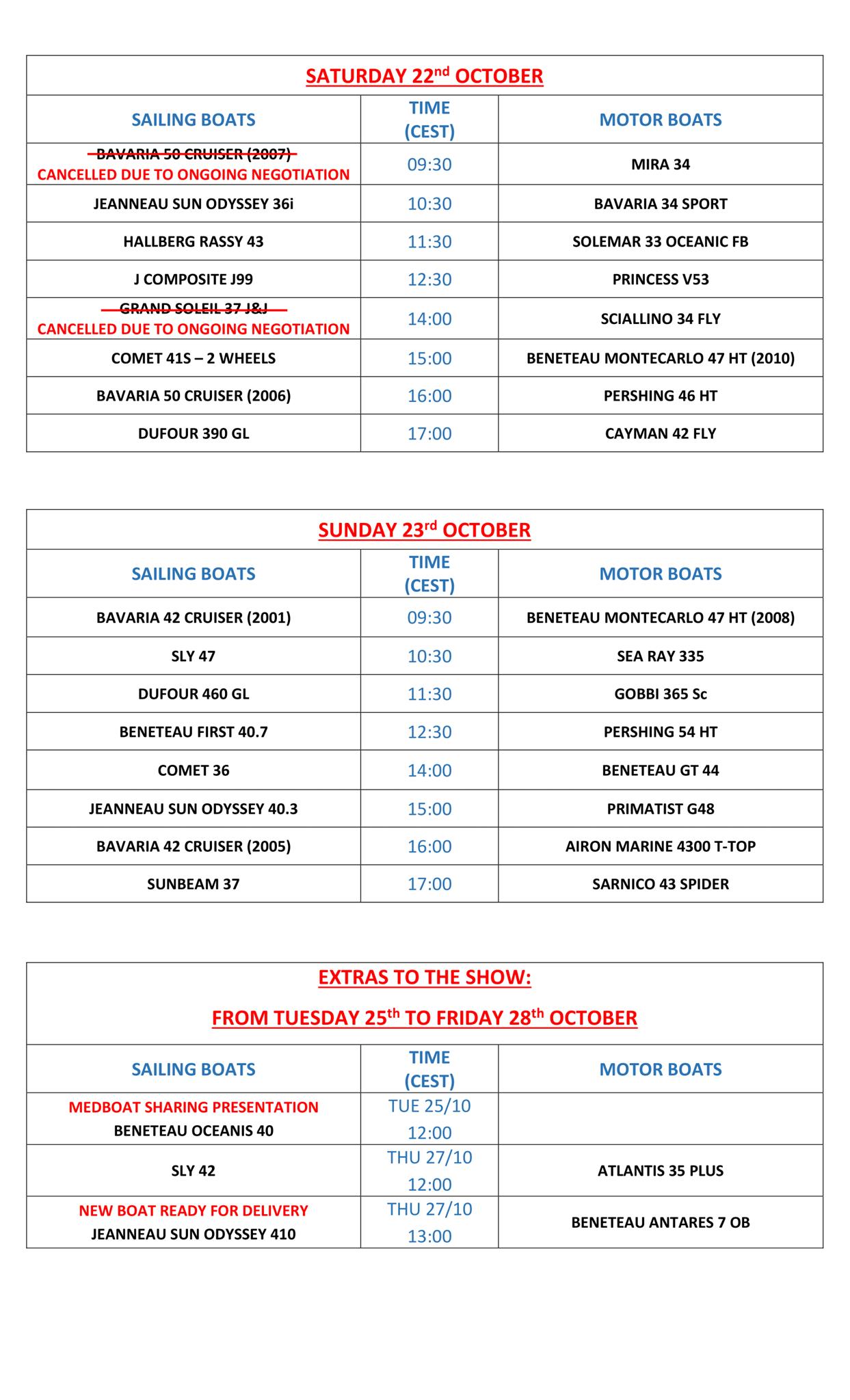 The complete Programme of 5th SHOW OF SECOND-HAND BOATS IN LIVE STREAMING