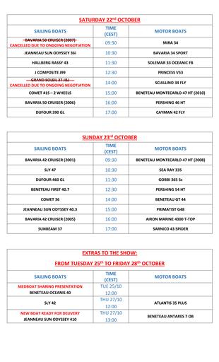 The complete Programme of 5th SHOW OF SECOND-HAND BOATS IN LIVE STREAMING